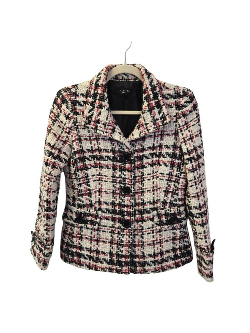 Talbots Petites Wool Blend Tweed Three Button Blazer Jacket Size Small Petite (e